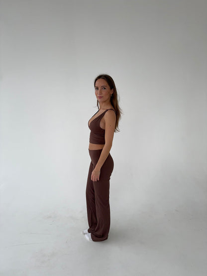 Bruine High Waisted Legging Comfortabel en Stretch