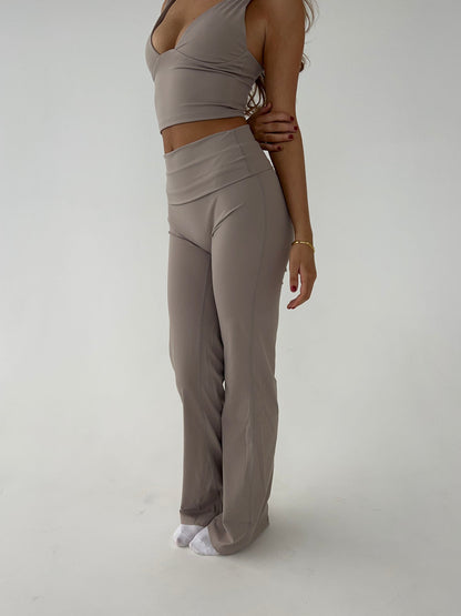 Dames Flared Legging Hoge Taille Stretch Stof