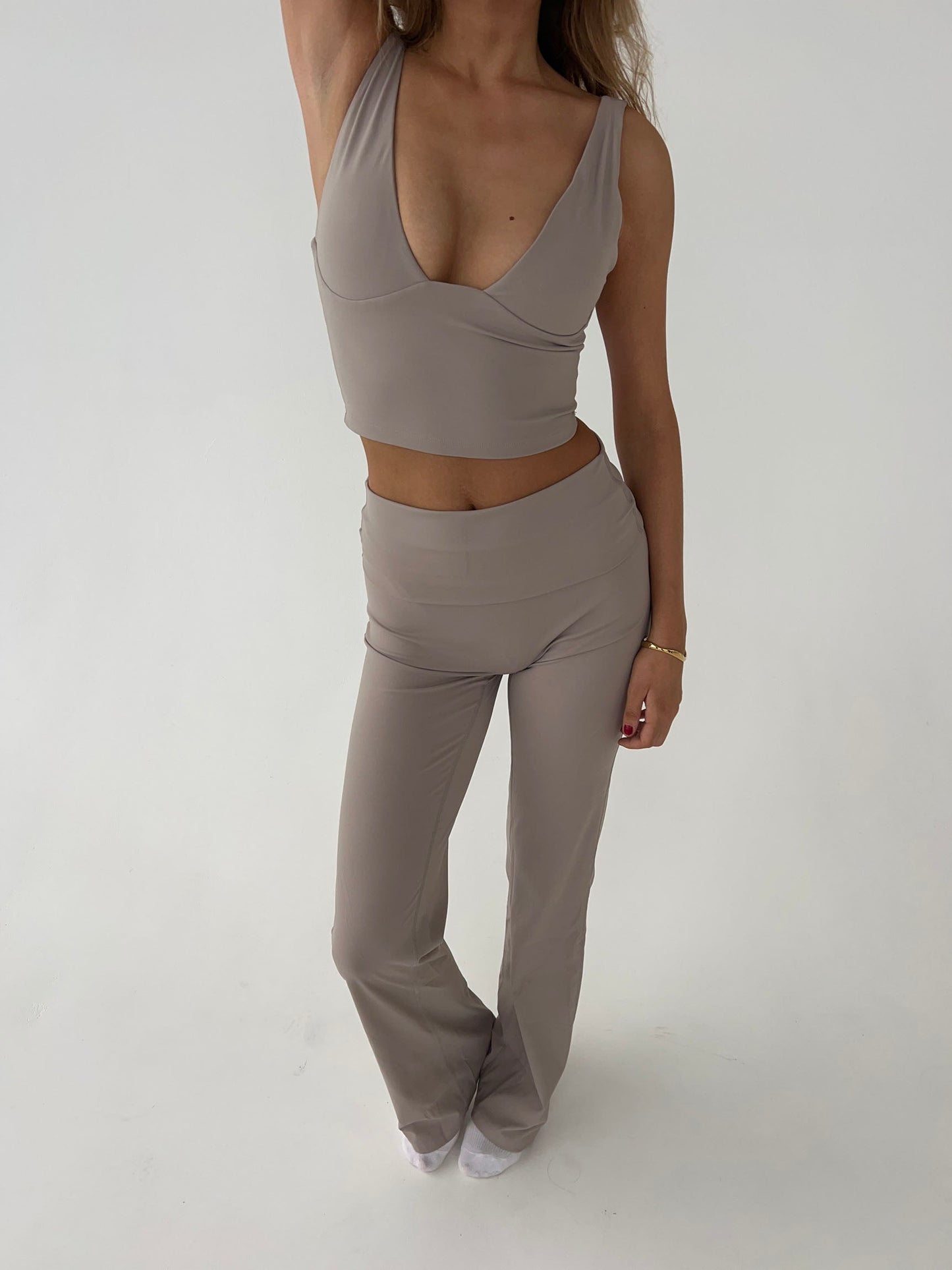 Dames Flared Legging Hoge Taille Stretch Stof
