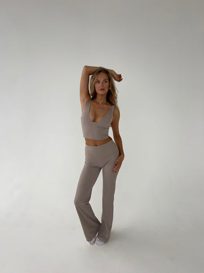 Dames Flared Legging Hoge Taille Stretch Stof