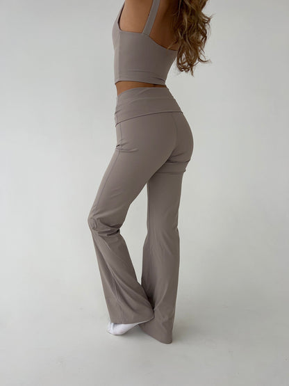 Dames Flared Legging Hoge Taille Stretch Stof