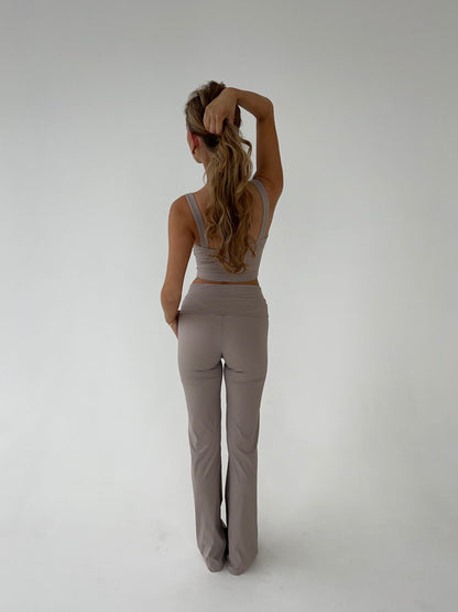 Dames Flared Legging Hoge Taille Stretch Stof