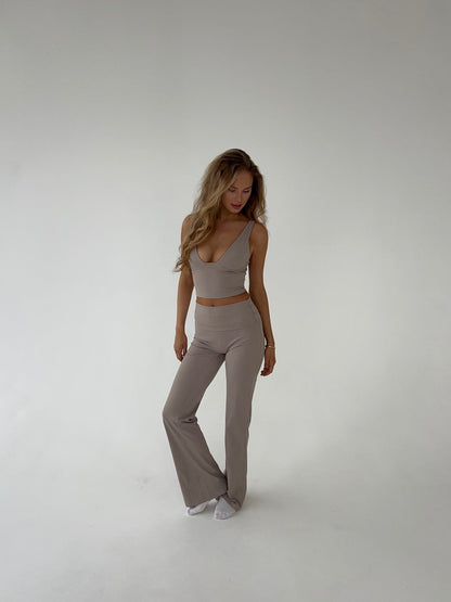 Dames Flared Legging Hoge Taille Stretch Stof