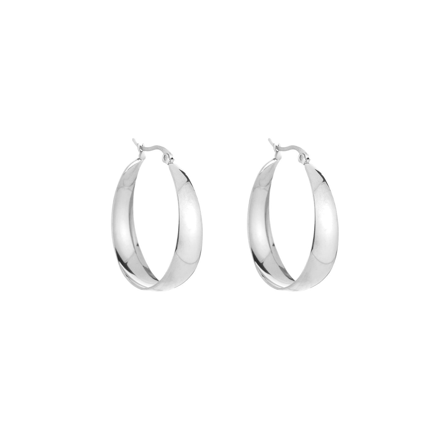 Aiko Oorbellen | Platte Zilveren Hoops 25mm