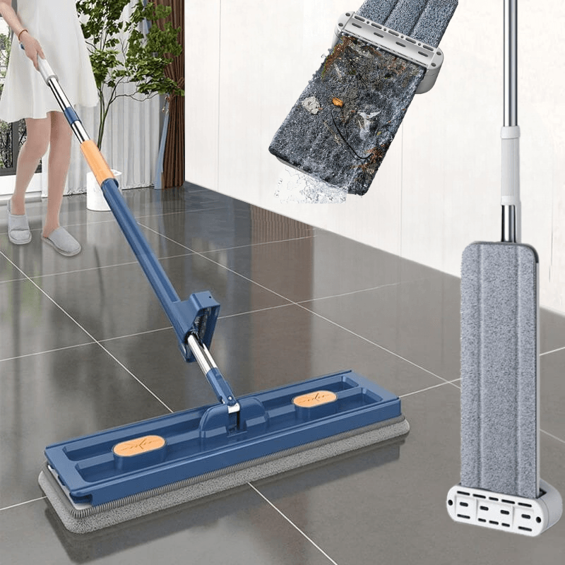 360° Flat Mop met Microvezel & Verstelbare Steel – Streeploos Schoonmaken