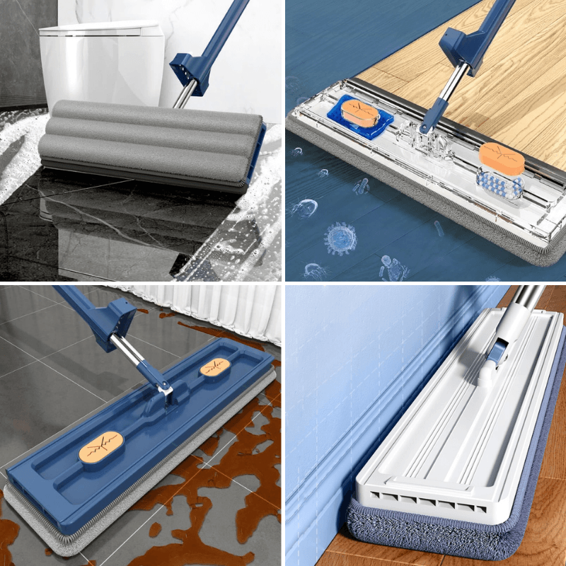 360° Flat Mop met Microvezel & Verstelbare Steel – Streeploos Schoonmaken
