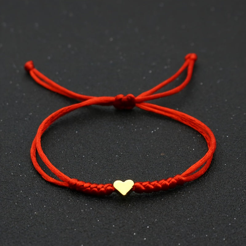 Gevlochten Armband Hartvormig met Bloem Detail - StudioMarella