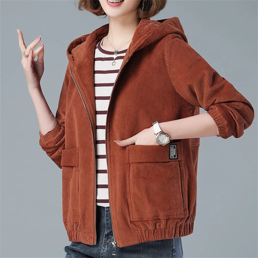 Oversized Corduroy Jas Bloemprint Stijlvol - StudioMarella