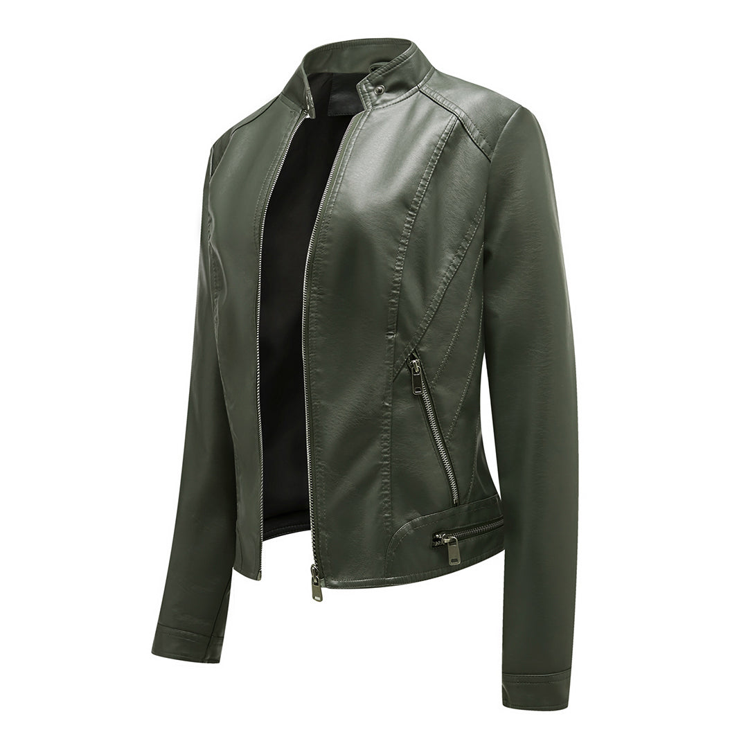 Fleur | Stijlvolle leren jas in de kleur Zwart voor dames in stijl ideaal voor de herfst.