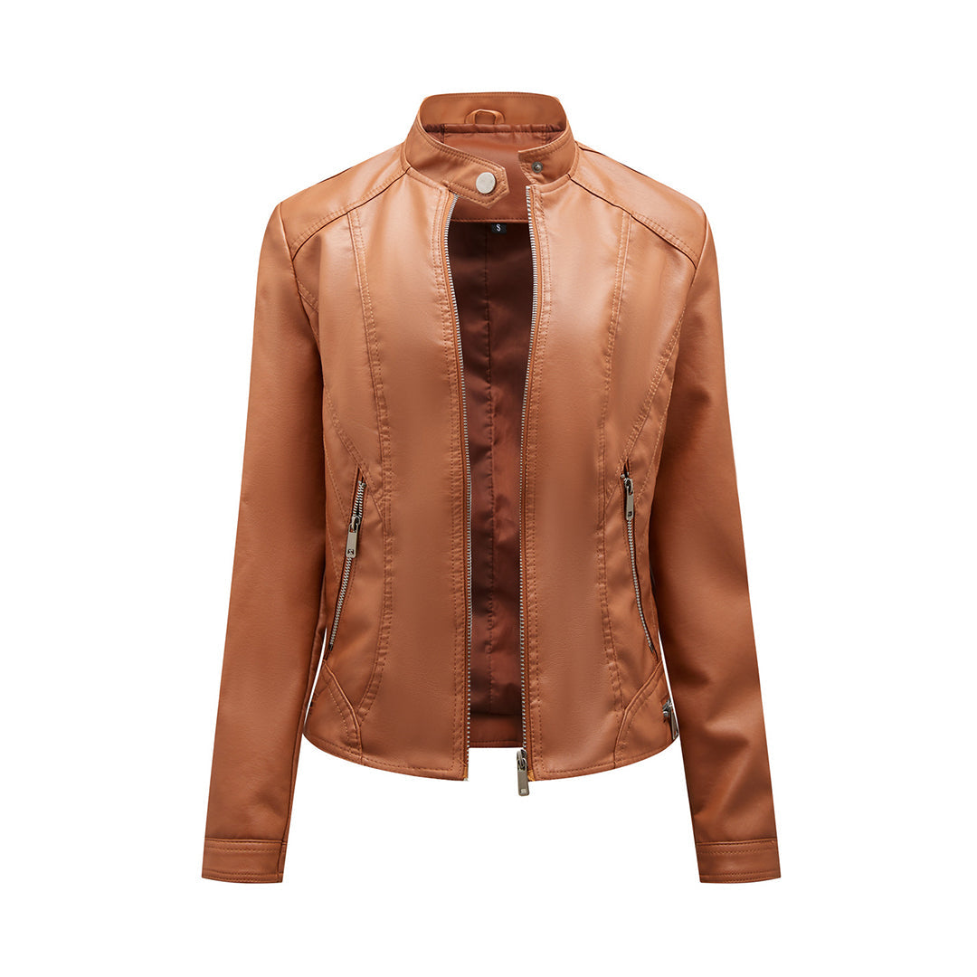 Fleur | Stijlvolle leren jas in de kleur Kameel voor dames in stijl ideaal voor de herfst.