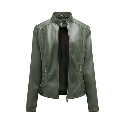 Fleur | Stijlvolle leren jas in de kleur Legergroen voor dames in stijl ideaal voor de herfst.