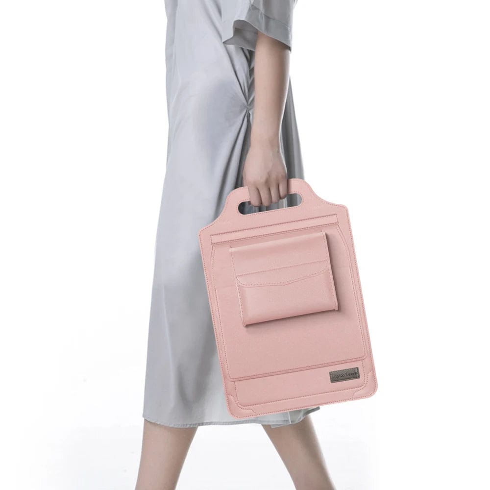 Luxe Laptop Sleeve met Verstelbare Standaard | Ergonomisch PU-Leer Werkstation voor 11-15.6 Inch | Mobiele Kantooroplossing