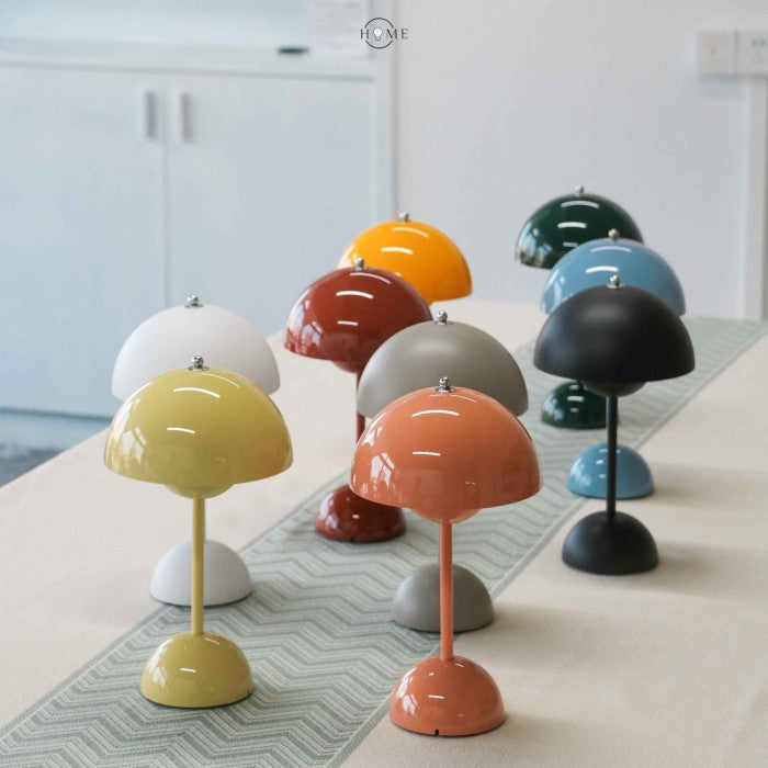 LED Tafellamp Paddenstoel Oplaadbaar Dimbaar Design Metaal 29cm