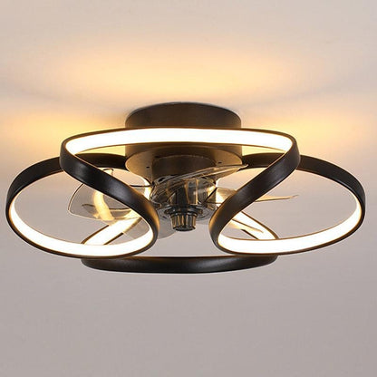 Moderne Bloem Plafondventilator Met LED Verlichting En Afstandsbediening 3000K–6000K Dimbaar In Goud Wit Of Zwart