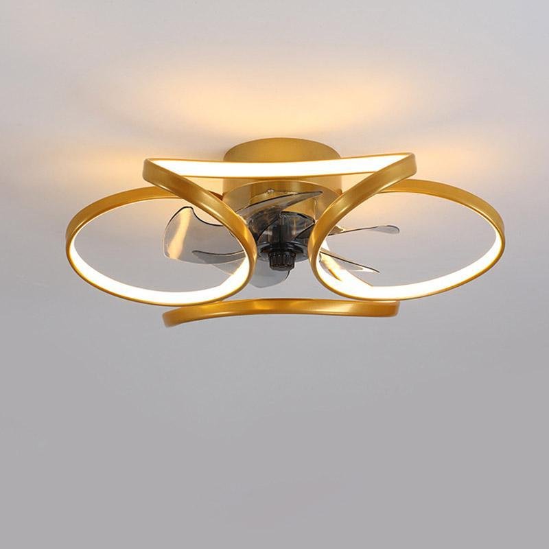 Moderne Bloem Plafondventilator Met LED Verlichting En Afstandsbediening 3000K–6000K Dimbaar In Goud Wit Of Zwart