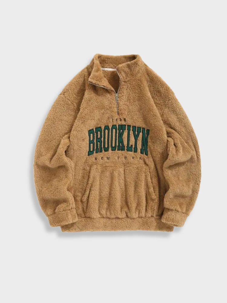 Fluffy NY Brooklyn Zipper in de kleur Bruin voor dames in Lounge stijl ideaal voor de herfst.