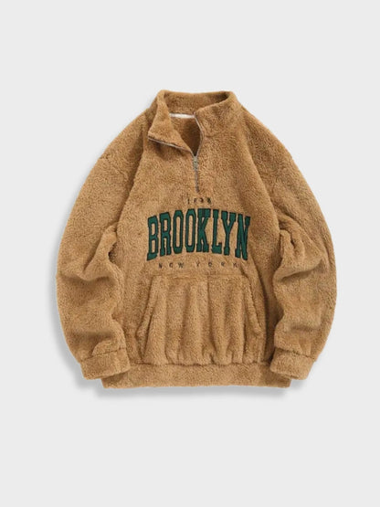 Fluffy NY Brooklyn Zipper in de kleur Bruin voor dames in Lounge stijl ideaal voor de herfst.