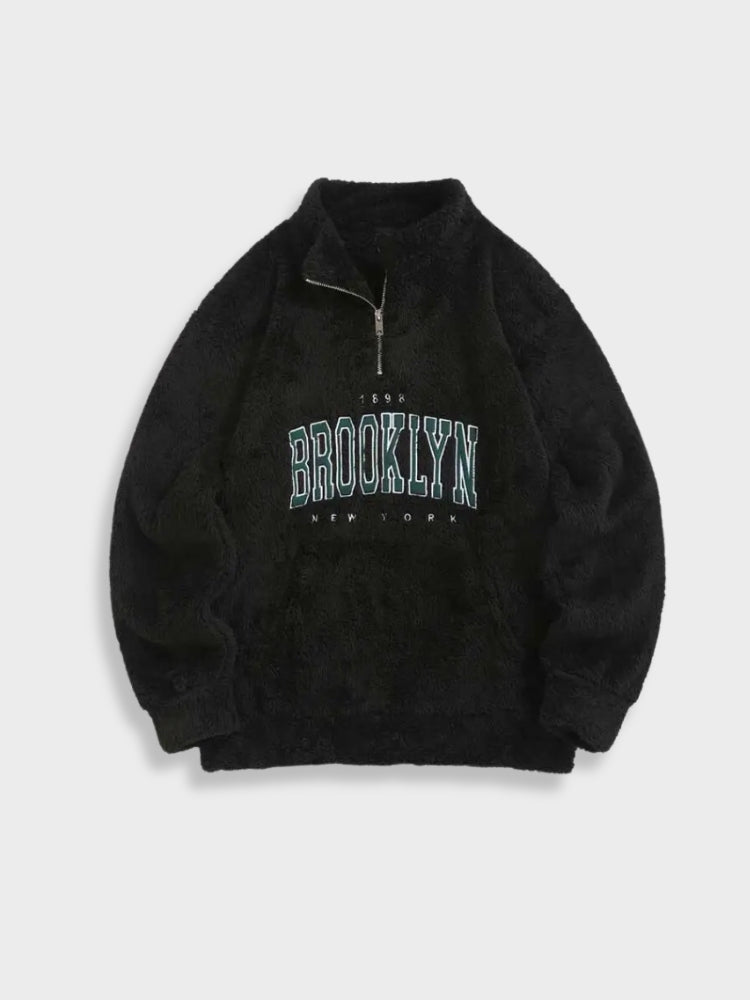 Fluffy NY Brooklyn Zipper in de kleur Zwart voor dames in Lounge stijl ideaal voor de herfst.