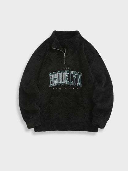Fluffy NY Brooklyn Zipper in de kleur Zwart voor dames in Lounge stijl ideaal voor de herfst.