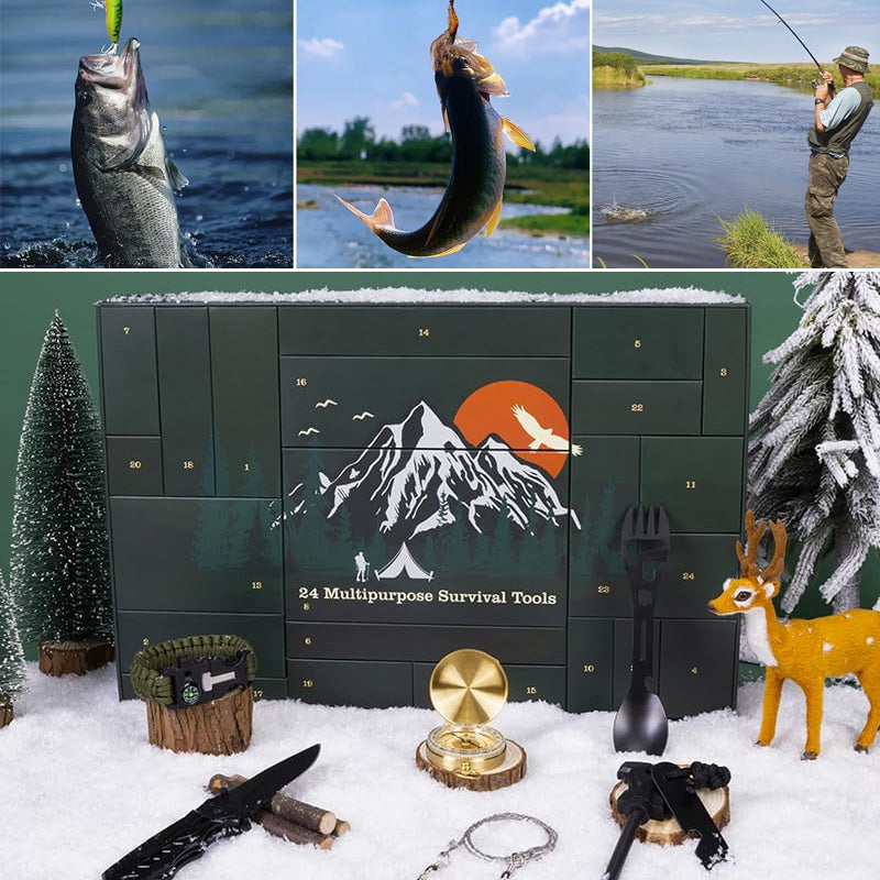 Outdoor Survival Adventskalender 24 Dagen – Compleet Overlevingsset met Gadgets en Gereedschap voor Avonturiers