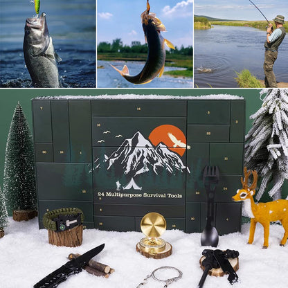 Outdoor Survival Adventskalender 24 Dagen – Compleet Overlevingsset met Gadgets en Gereedschap voor Avonturiers