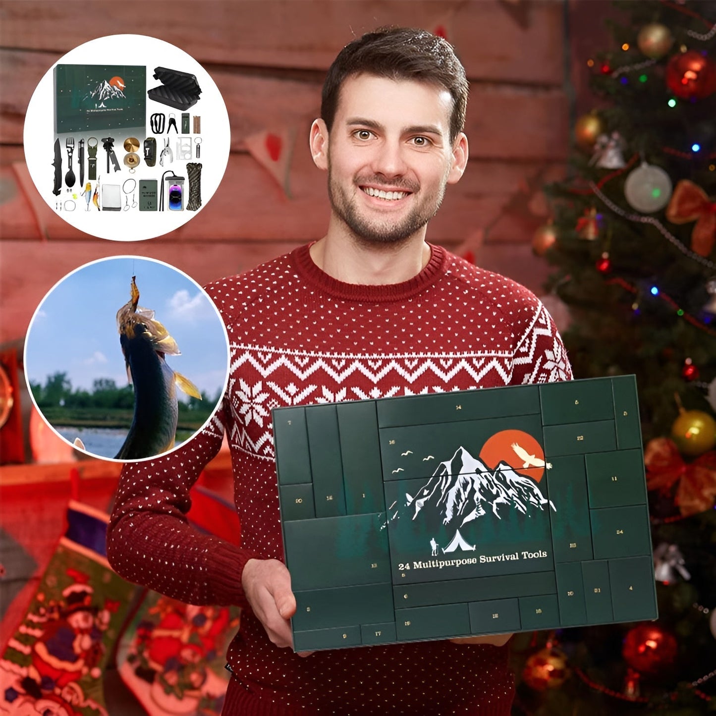 Outdoor Survival Adventskalender 24 Dagen – Compleet Overlevingsset met Gadgets en Gereedschap voor Avonturiers