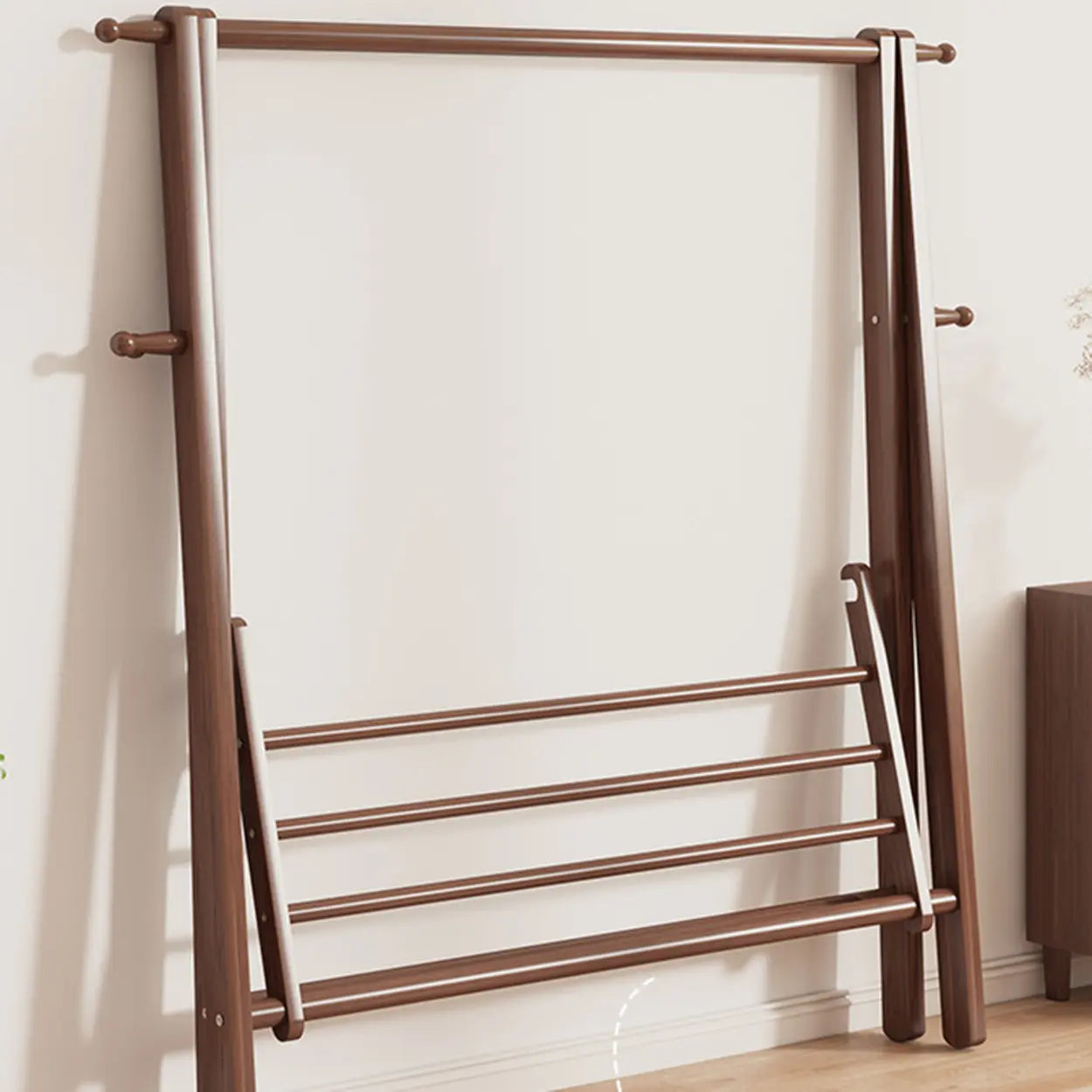 Kapstok Beukenhout Inklapbaar A-Vorm Haken Plank 150cm Hal Slaapkamer Naturel