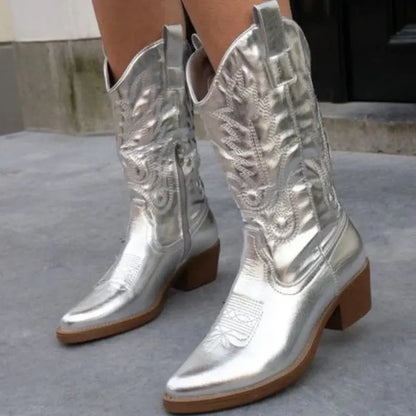 Cowboylaarzen van Metaal Elegant Genève Stijl → Stijlvolle Metalen Cowboylaarzen Elegant