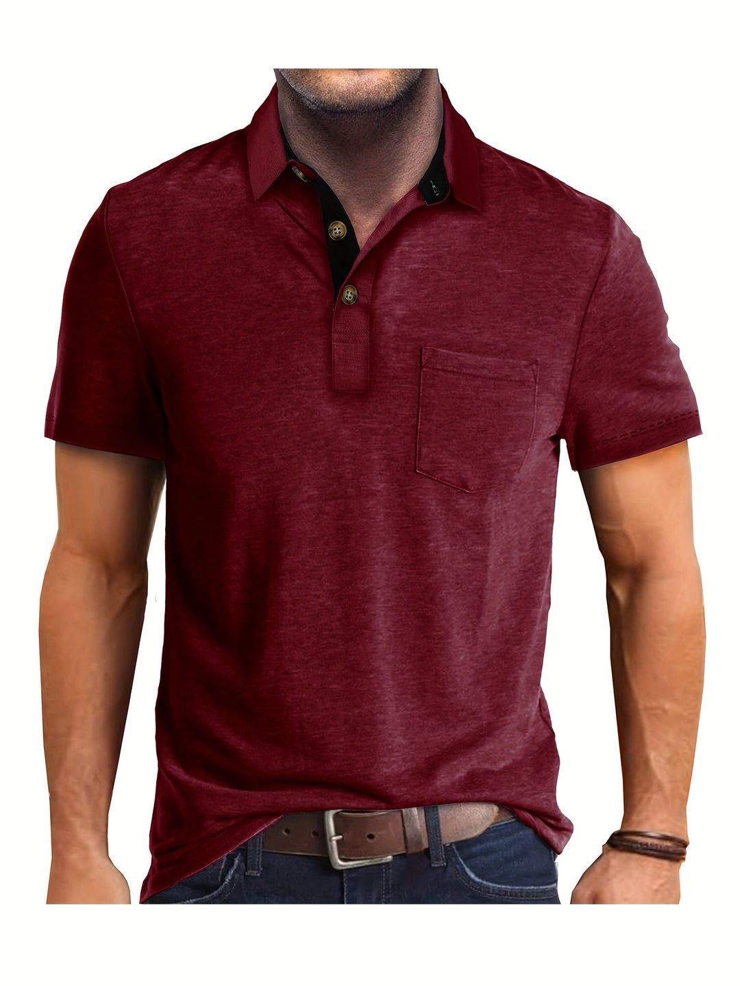 Heren Polo Shirt – Comfortabele Stretch Polo met Borstzak Ademend