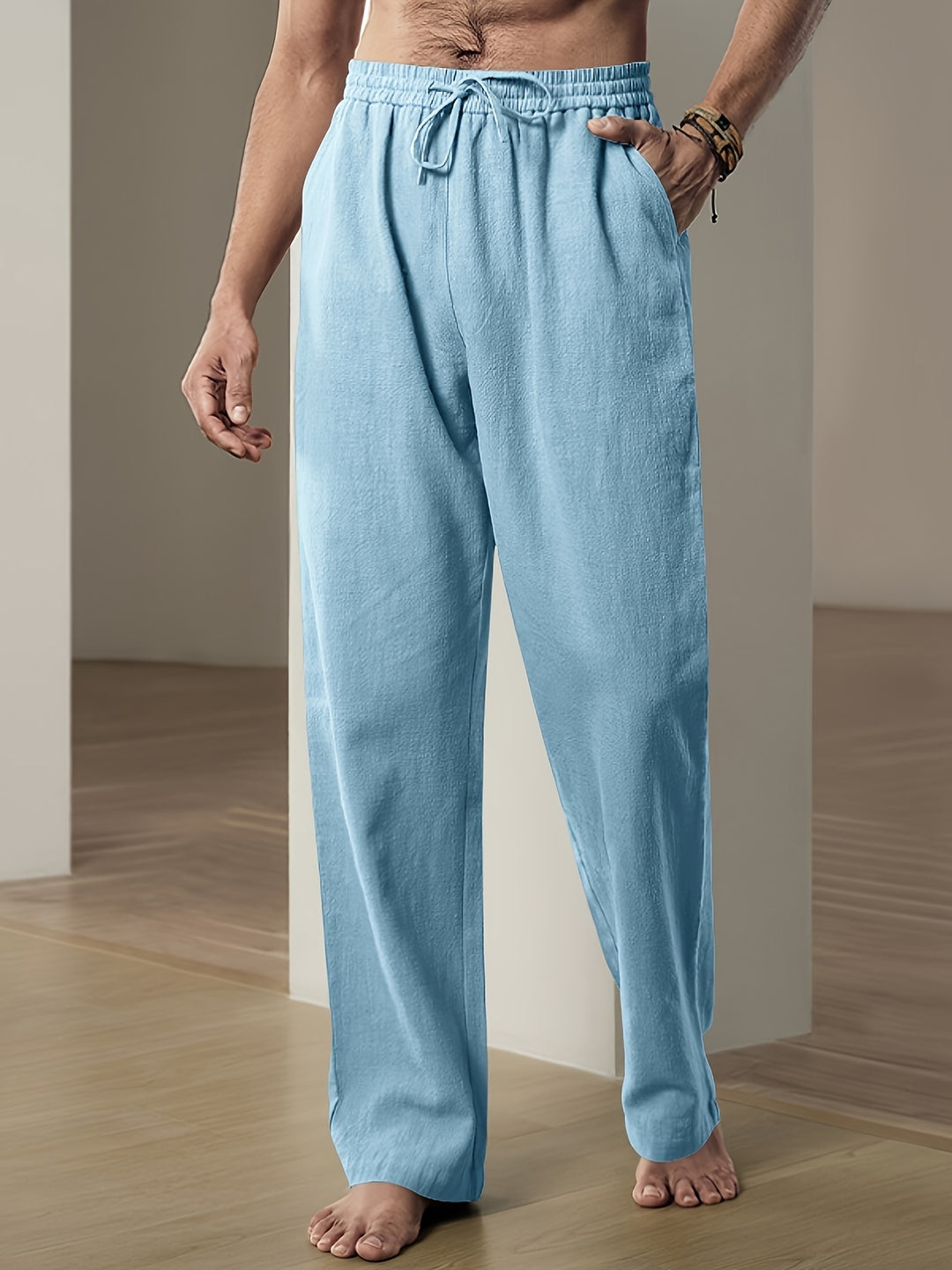 Mannen Linnen Broek Elastische Band Zomer Comfort Broek
