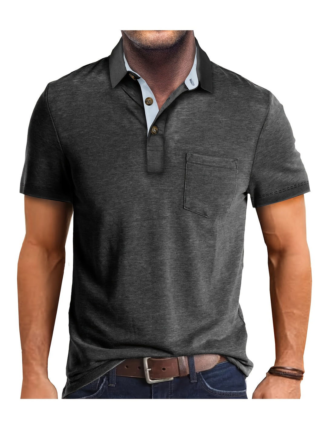 Heren Polo Shirt – Comfortabele Stretch Polo met Borstzak Ademend