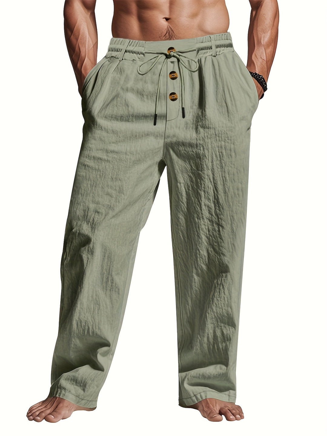 Lichtgewicht Linnen Broek voor Heren Casual Strandstijl