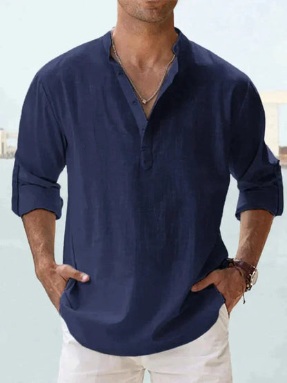 Heren Linnen Overhemd Zomer Casual Strandshirt Luchtig
