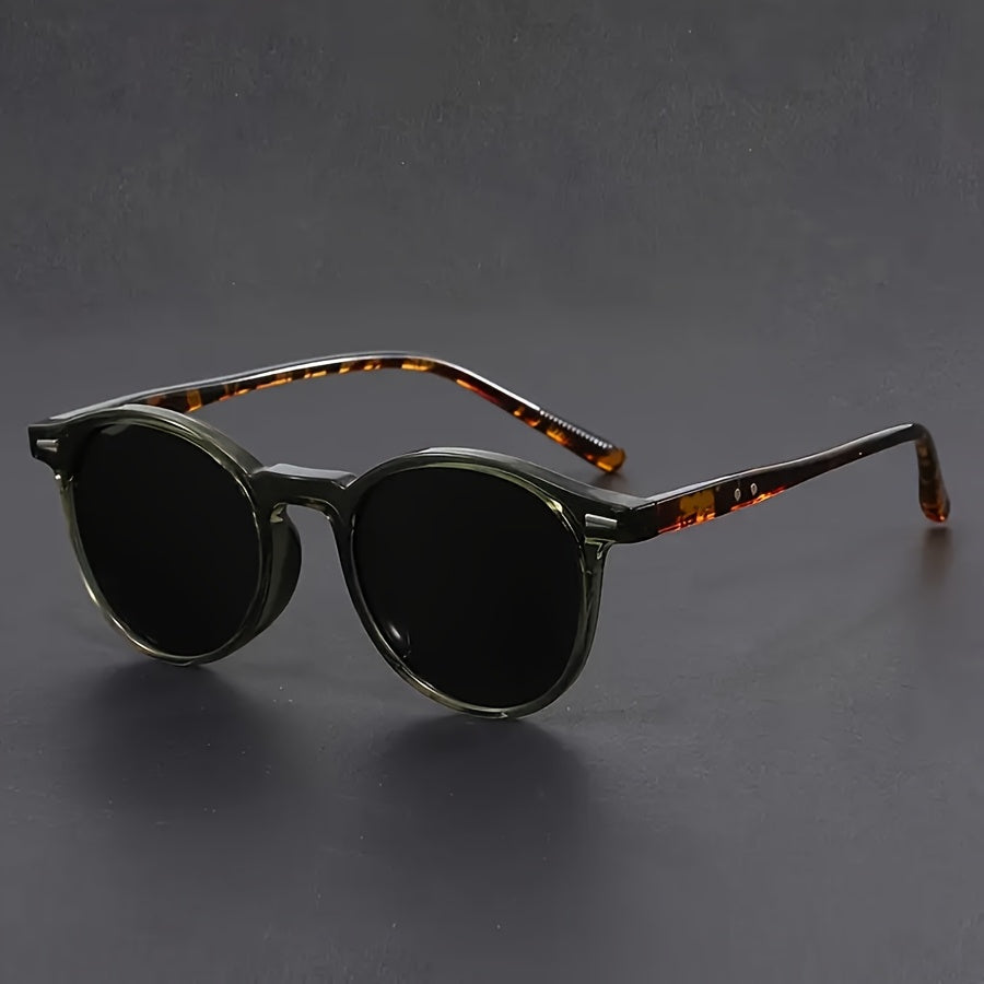Vintage Ronde Zonnebril met Schildpad Design – Retro Brillen voor Heren met Lichtgewicht Polycarbonaat Montuur