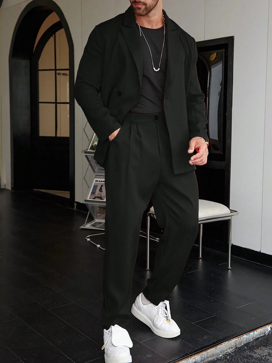 Heren Slim Fit Pak 2-Delig Blazer en Broek - StudioMarella