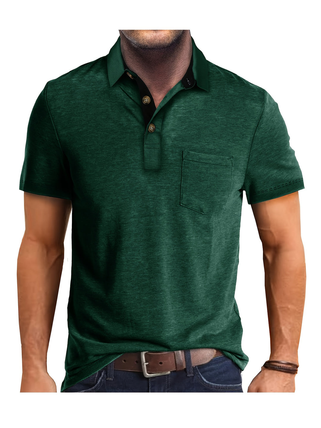 Heren Polo Shirt – Comfortabele Stretch Polo met Borstzak Ademend