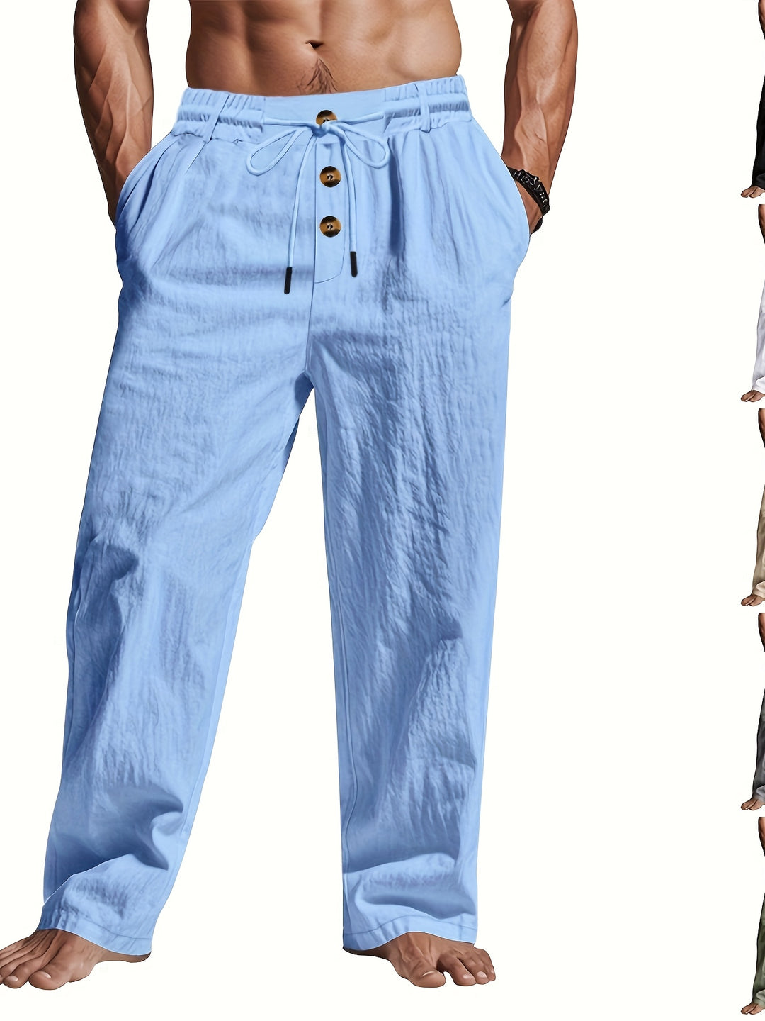 Lichtgewicht Linnen Broek voor Heren Casual Strandstijl