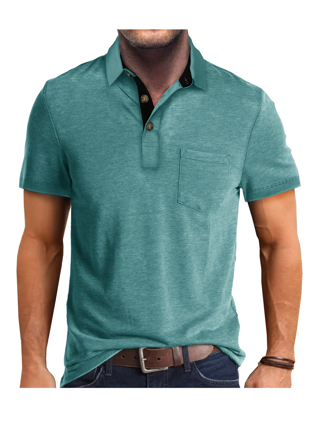 Heren Polo Shirt – Comfortabele Stretch Polo met Borstzak Ademend