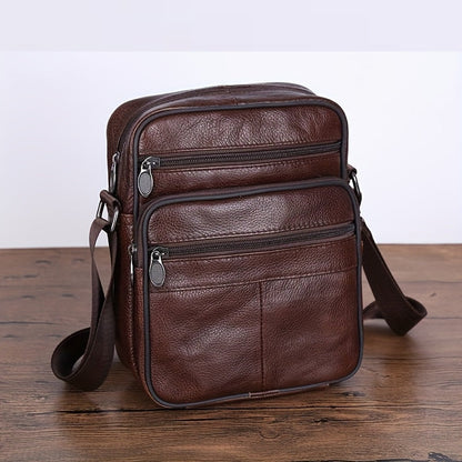 Leren Schoudertas Heren – Ruime Lederen Crossbody Tas met Verstelbare Schouderriem