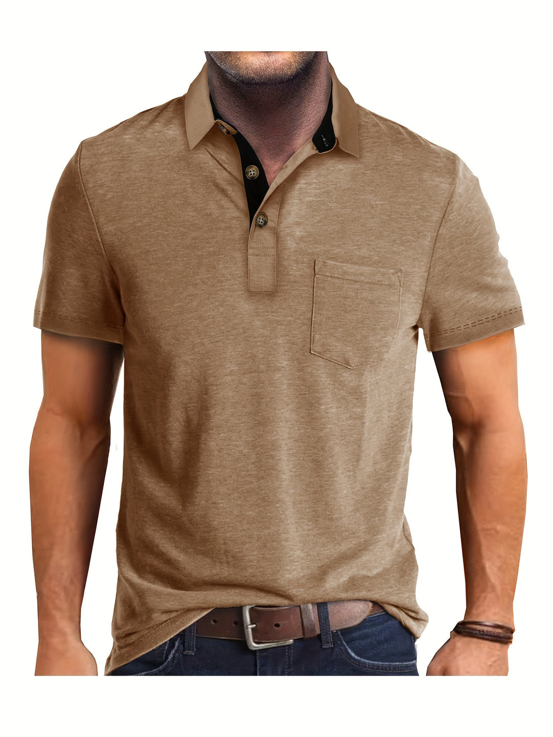 Heren Polo Shirt – Comfortabele Stretch Polo met Borstzak Ademend