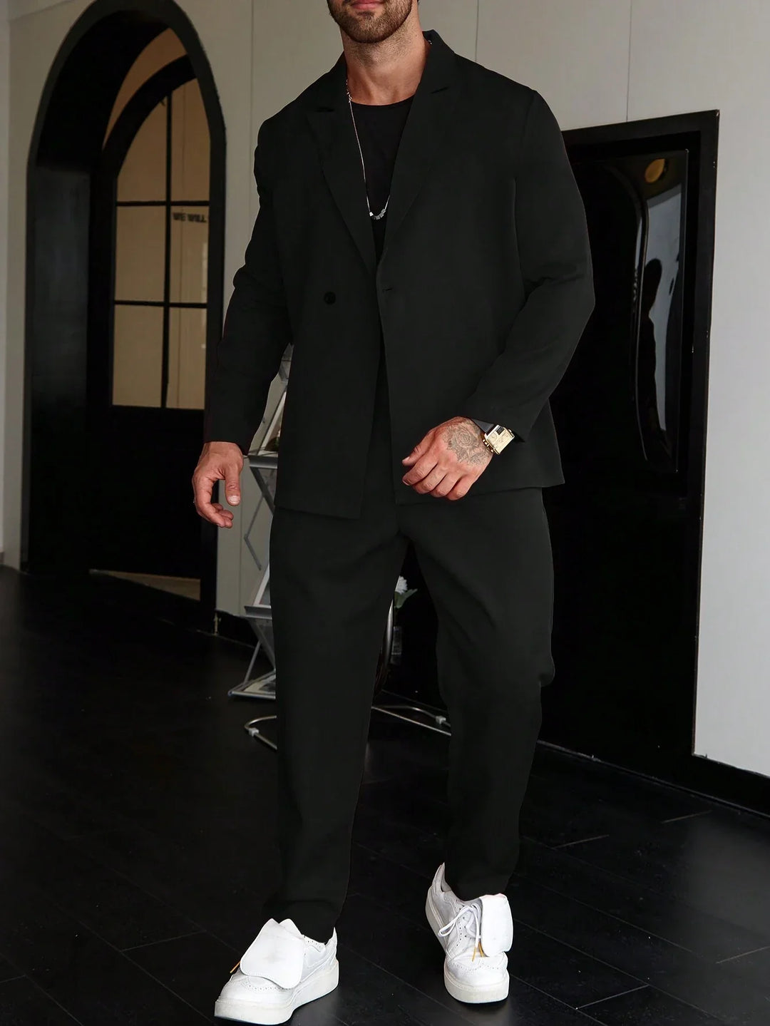 Heren Slim Fit Pak 2-Delig Blazer en Broek