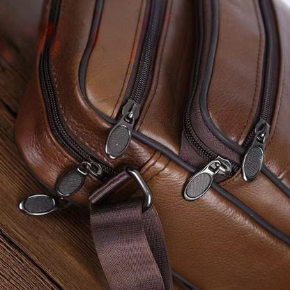 Leren Schoudertas Heren – Ruime Lederen Crossbody Tas met Verstelbare Schouderriem