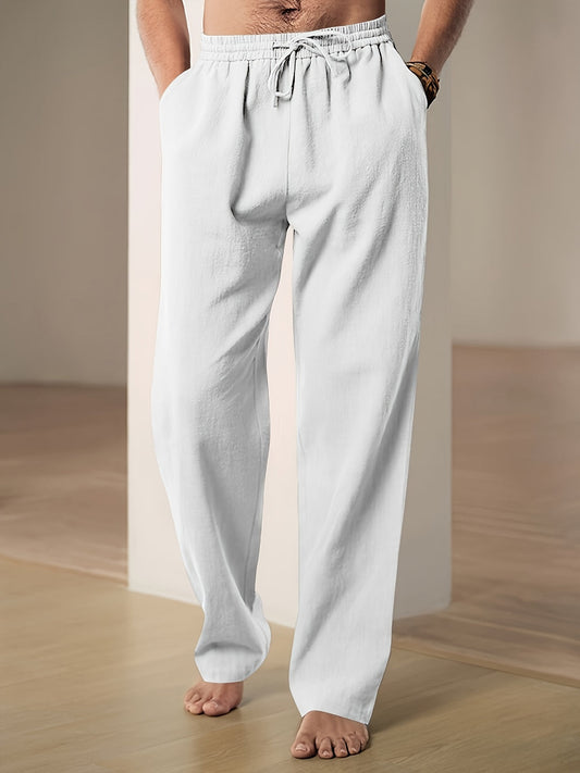 Heren Linnen Broek Elasticiteit en Comfortabele Relaxed Fit voor Zomer - StudioMarella