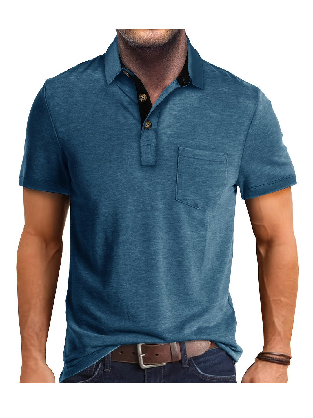 Heren Polo Shirt – Comfortabele Stretch Polo met Borstzak Ademend