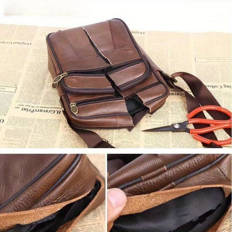 Leren Schoudertas Heren – Ruime Lederen Crossbody Tas met Verstelbare Schouderriem