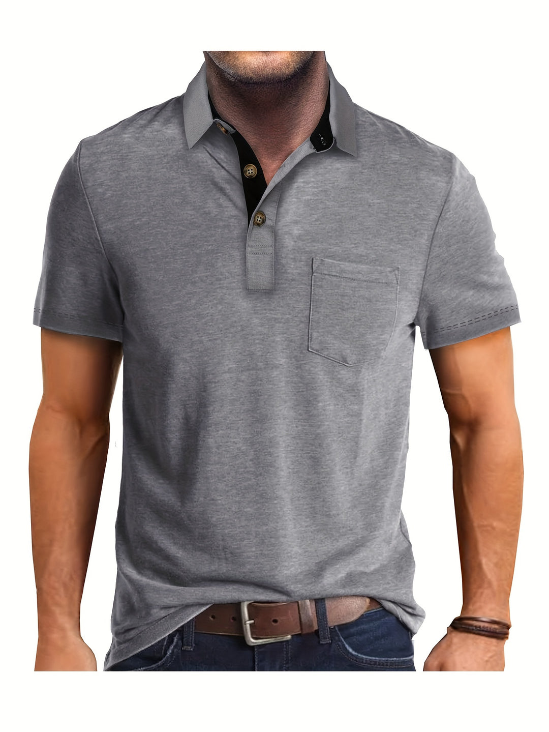 Heren Polo Shirt – Comfortabele Stretch Polo met Borstzak Ademend