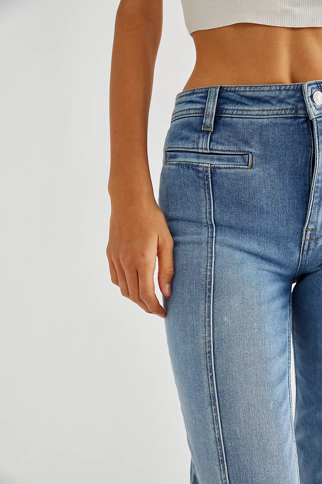 Hoge Taille Flared Jeans Rode Sterrenprint