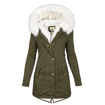 Vegan Winterjas Dames Warm met Faux Bontkraag