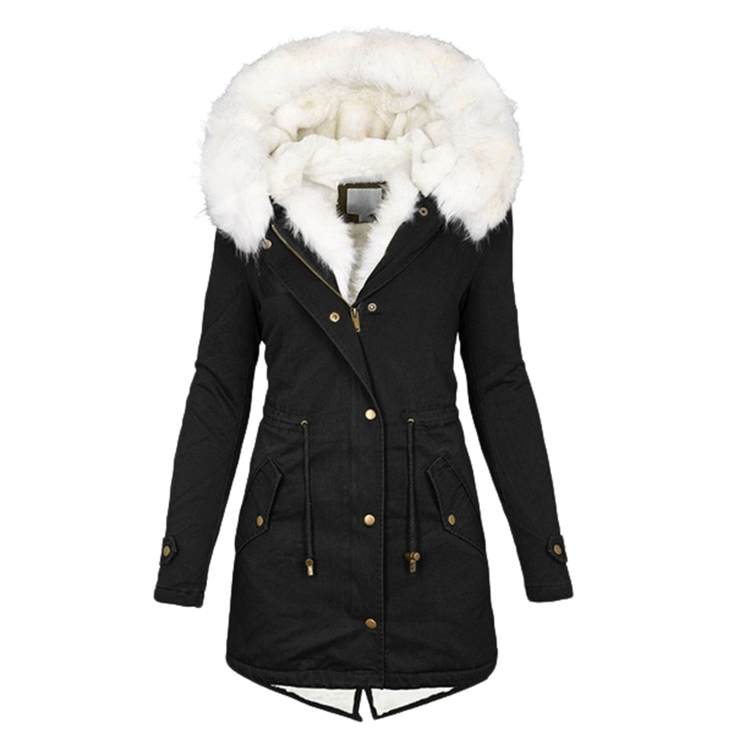 Vegan Winterjas Dames Warm met Faux Bontkraag - StudioMarella