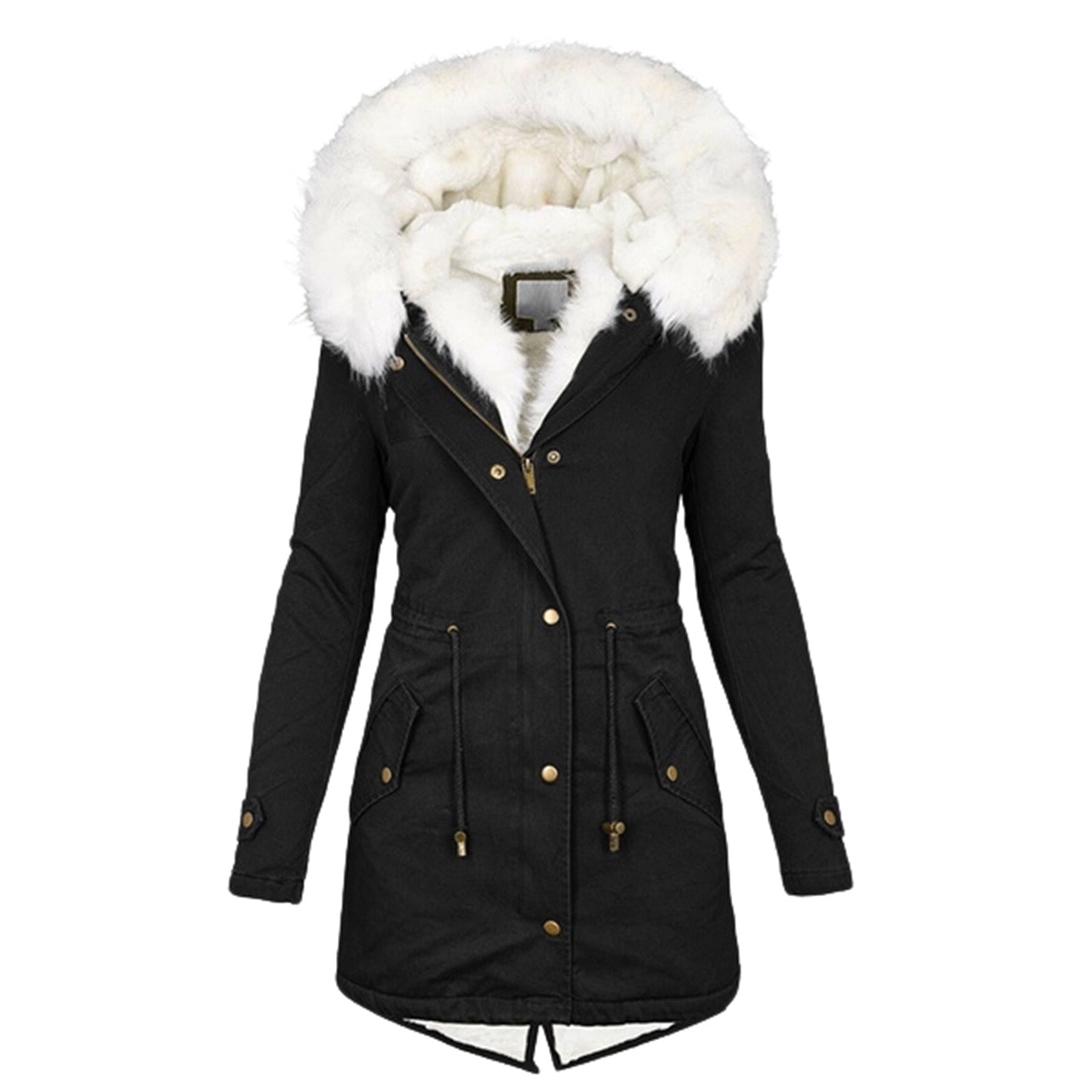 Vegan Winterjas Dames Warm met Faux Bontkraag - StudioMarella